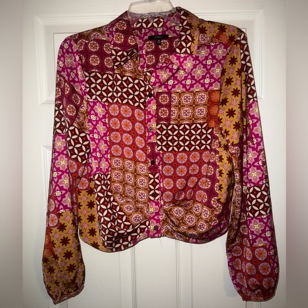 Drew Pink And Orange Patchwork Blouse - image 1